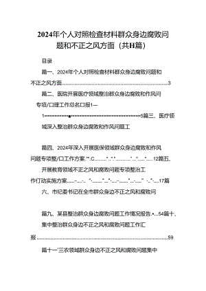 （11篇）2024年个人对照检查材料群众身边腐败问题和不正之风方面汇编.docx
