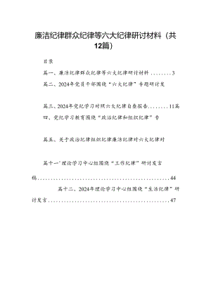 廉洁纪律群众纪律等六大纪律研讨材料 （汇编12份）.docx
