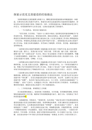 探索示范党支部建设的经验做法.docx