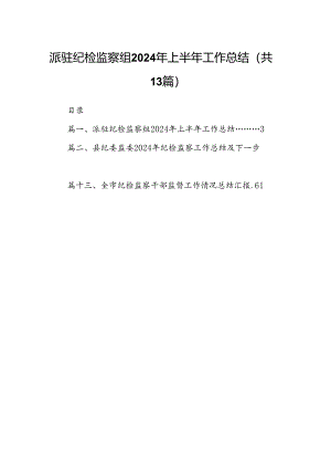 派驻纪检监察组2024年上半年工作总结13篇供参考.docx