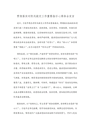 贯彻落实对防汛救灾工作重要指示心得体会发言.docx