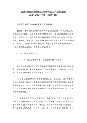 县应急管理局党组2024年党建工作总结范文2024-2024年度(精选4篇).docx