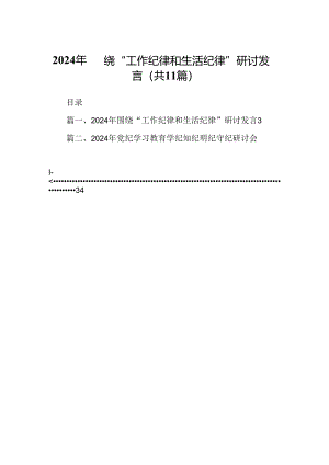 （11篇）2024年围绕“工作纪律和生活纪律”研讨发言例文.docx