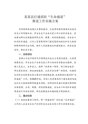 某某县打通消防“生命通道”推进工作实施方案.docx