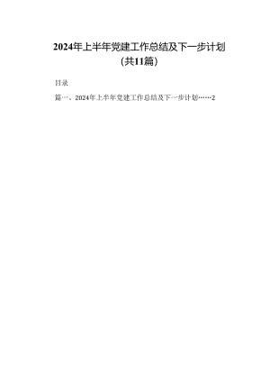（11篇）2024年上半年党建工作总结及下一步计划合集.docx