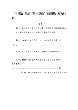 （11篇）围绕“群众纪律”专题研讨发言材料.docx