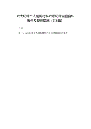 六大纪律个人剖析材料六项纪律自查自纠报告及整改措施(5篇集合).docx