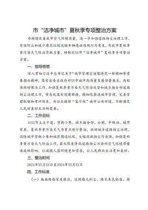 市“洁净城市”夏秋季专项整治方案.docx