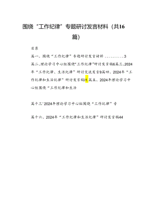 围绕“工作纪律”专题研讨发言材料(16篇集合).docx