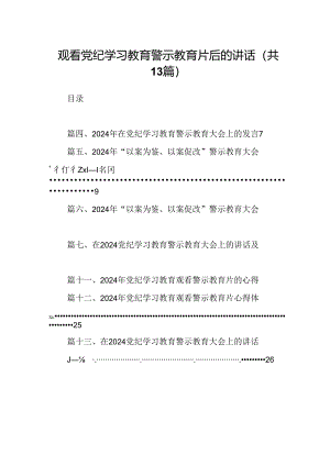 观看党纪学习教育警示教育片后的讲话(13篇合集）.docx