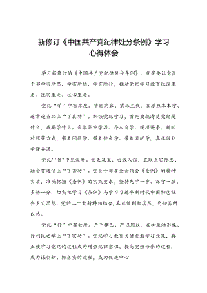国企企业关于开展2024新修订中国共产党纪律处分条例学习新条例的心得体会(五篇).docx
