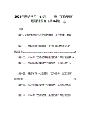 2024年理论学习中心组围绕“工作纪律”专题研讨发言 （汇编16份）.docx