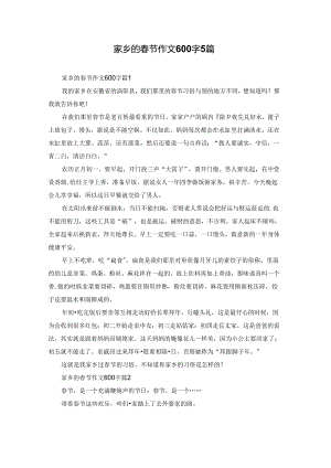 家乡的春节作文600字5篇.docx