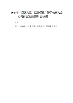 （11篇）2024年“以案为鉴、以案促改”警示教育大会心得体会发言提纲集合资料供参考.docx