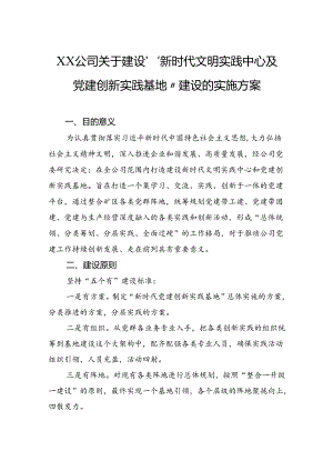 公司关于建设“新时代文明实践中心及党建创新实践基地”建设的实施方案.docx
