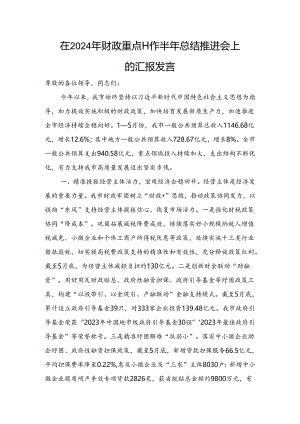 在2024年财政重点工作半年总结推进会上的汇报发言.docx