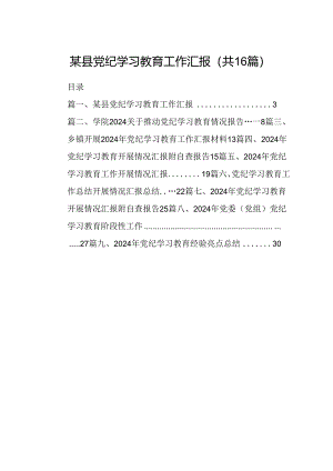 某县党纪学习教育工作汇报16篇（最新版）.docx