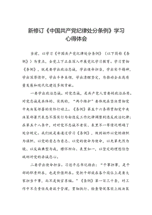 关于学习2024版中国共产党纪律处分条例的心得体会交流发言稿(五篇).docx