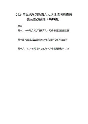 2024年党纪学习教育六大纪律情况自查报告及整改措施18篇（详细版）.docx