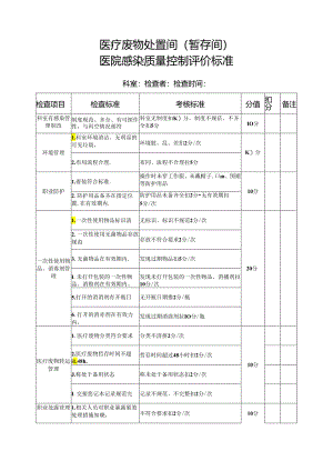 医疗废物处置间(暂存间)医院感染质量控制评价标准（空白模板）.docx