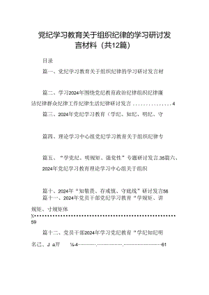 党纪学习教育关于组织纪律的学习研讨发言材料（共12篇）.docx