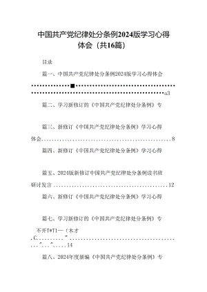 （16篇）中国共产党纪律处分条例2024版学习心得体会（最新版）.docx