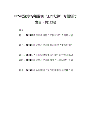 理论学习组围绕“工作纪律”专题研讨发言12篇（精选）.docx