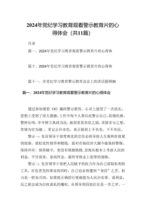 （11篇）2024年党纪学习教育观看警示教育片的心得体会（详细版）.docx
