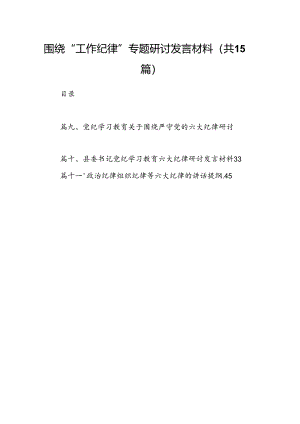 围绕“工作纪律”专题研讨发言材料15篇供参考.docx