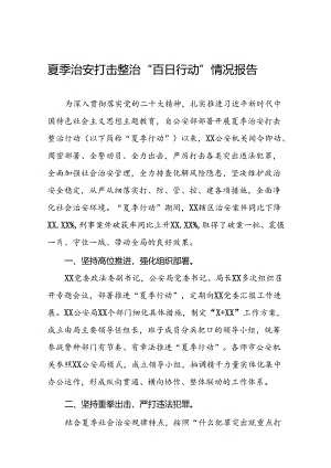 公安夏季治安打击整治行动取得显著成效的情况报告(十篇).docx