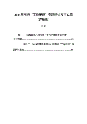2024年围绕“工作纪律”专题研讨发言12篇（详细版）.docx