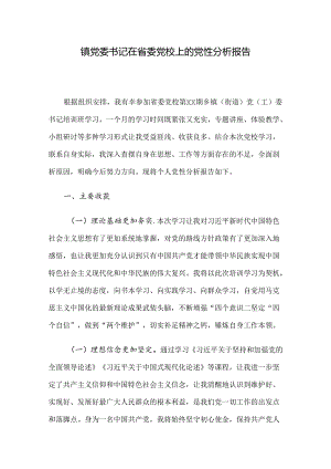 镇党委书记在省委党校上的党性分析报告.docx