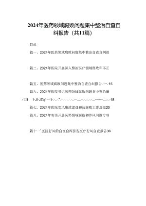 （11篇）2024年医药领域腐败问题集中整治自查自纠报告（精选）.docx