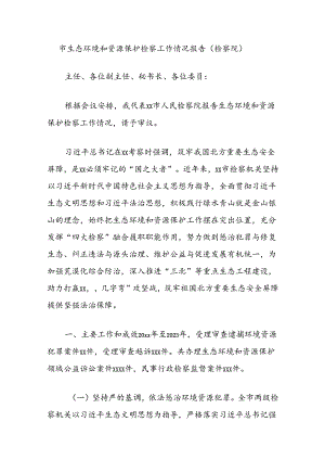 市生态环境和资源保护检察工作情况报告（检察院）.docx