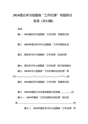 理论学习组围绕“工作纪律”专题研讨发言12篇（最新版）.docx