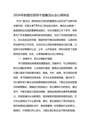 2024年新提任领导干部廉洁从业心得体会.docx
