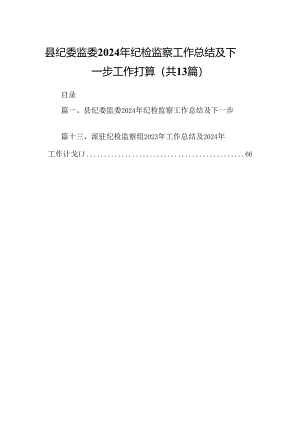 县纪委监委2024年纪检监察工作总结及下一步工作打算13篇（详细版）.docx