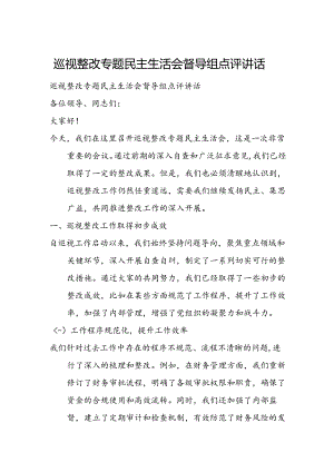 巡视整改专题民主生活会督导组点评讲话.docx