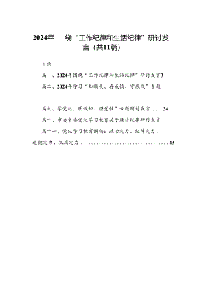 （11篇）2024年围绕“工作纪律和生活纪律”研讨发言优选.docx