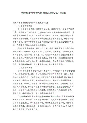 党支部委员会检视问题情况报告2021年3篇.docx