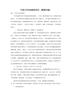干部工作总结报告范文（整理20篇）.docx