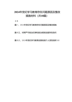 2024年党纪学习教育存在问题原因及整改措施材料优选18篇.docx