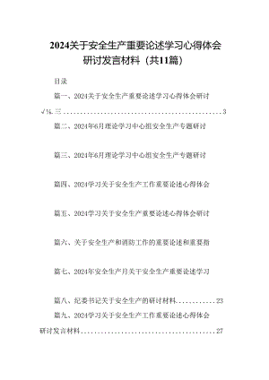 （11篇）关于安全生产重要论述学习心得体会研讨发言材料（精选）.docx