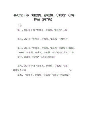 县纪检干部“知敬畏、存戒惧、守底线”心得体会（共7篇）.docx