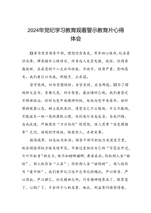观看2024年党纪学习教育警示教育片心得感悟二十七篇.docx