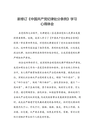 纪检监察干部关于学习2024新修订中国共产党纪律处分条例的心得感悟七篇.docx