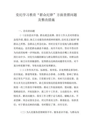 2024“群众纪律”方面查摆问题及整改措施.docx
