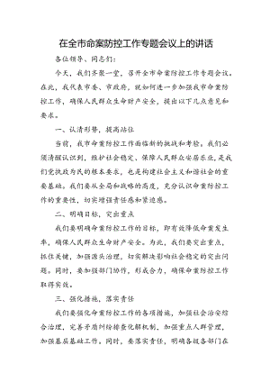 在全市命案防控工作专题会议上的讲话.docx