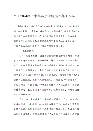 公司2024年上半年基层党建提升年工作总结.docx
