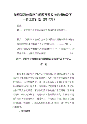 （11篇）党纪学习教育存在问题及整改措施清单及下一步工作计划汇编供参考.docx
